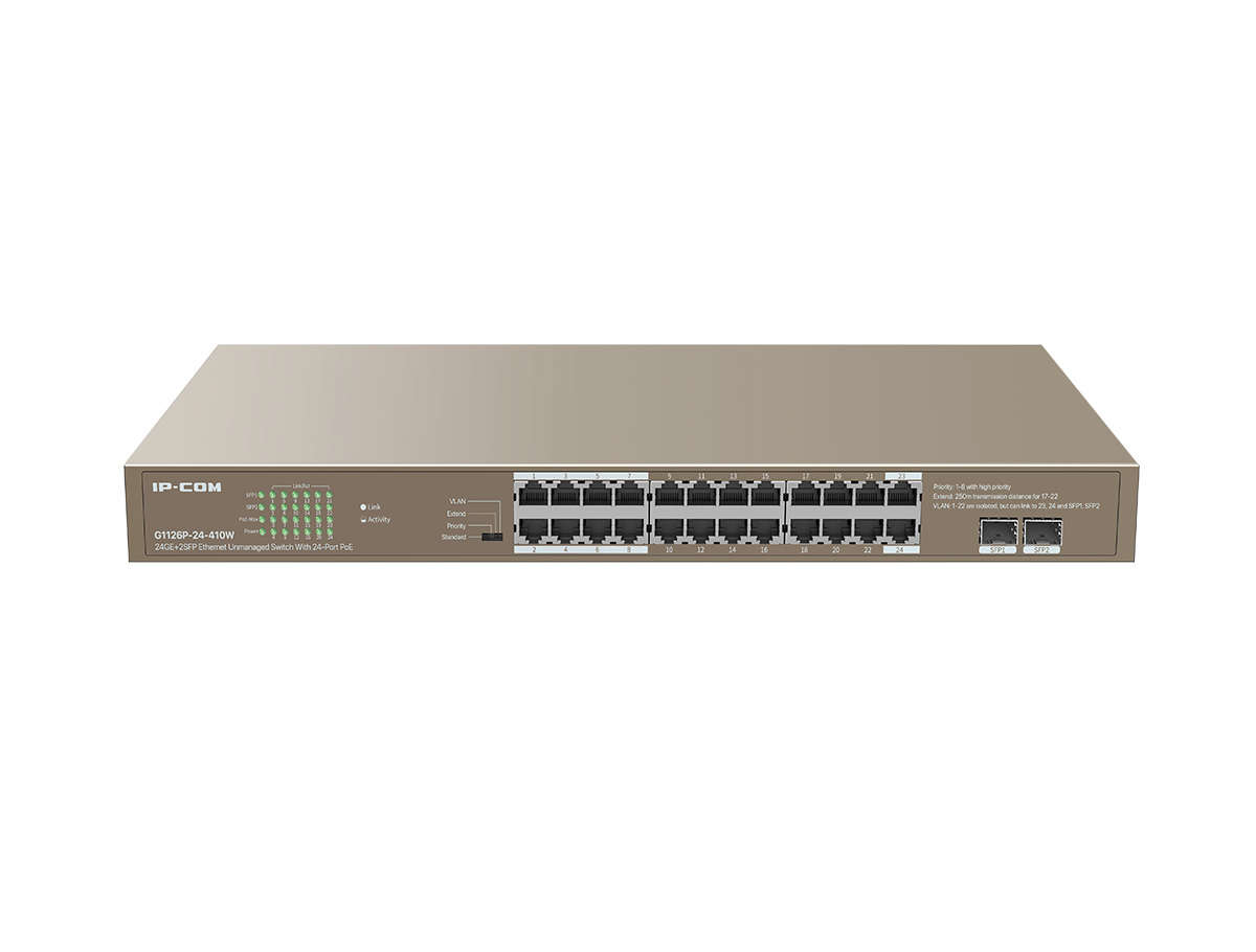 IP-COM G1126P-24-410W 22GE PoE Port (370W), 2xCombo SFP Switch