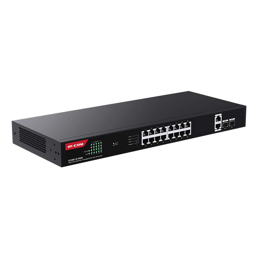 IP-COM G1120P-16-250W 16GE PoE Port (250W), 2GE Uplink, 2x SFP Switch