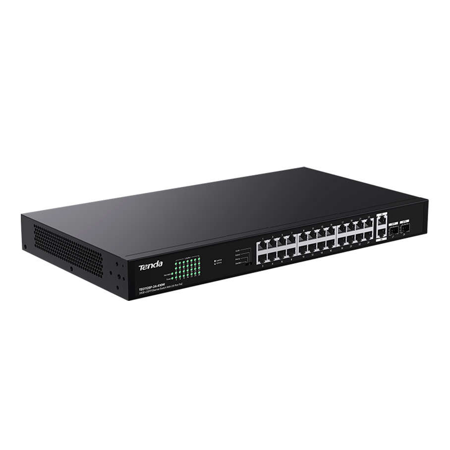 TENDA TEG1128P-24-410W 24GE PoE Port (410W), 2x Uplink, 2x SFP Switch