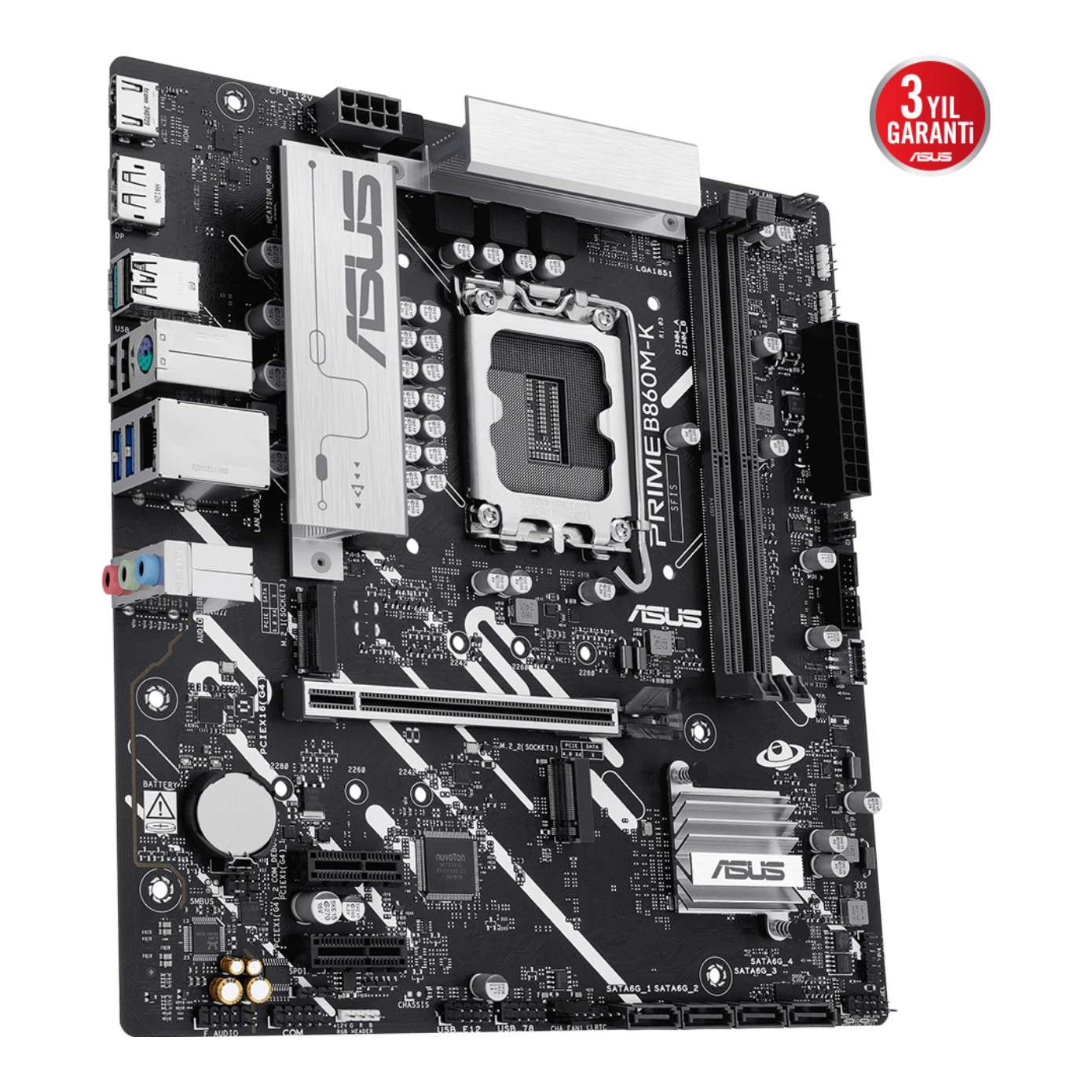 ASUS PRIME B860M-K Intel B860 LGA1851 DDR5 8800 Çift M2 AURA RGB 2.5Gbit LAN mAT