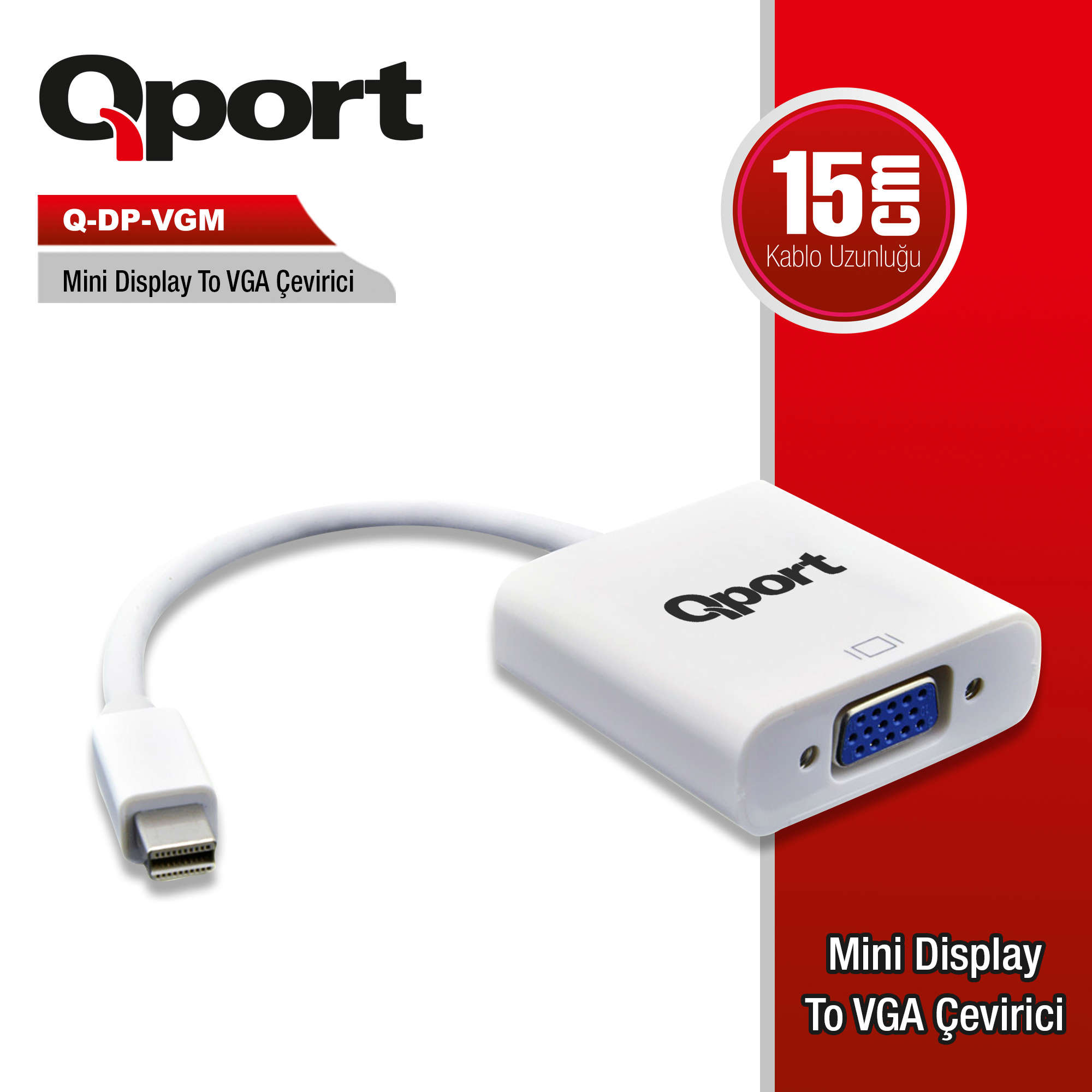 QPORT MINI DISPLAY to VGA ÇEVİRİCİ (Q-DP-VGM)