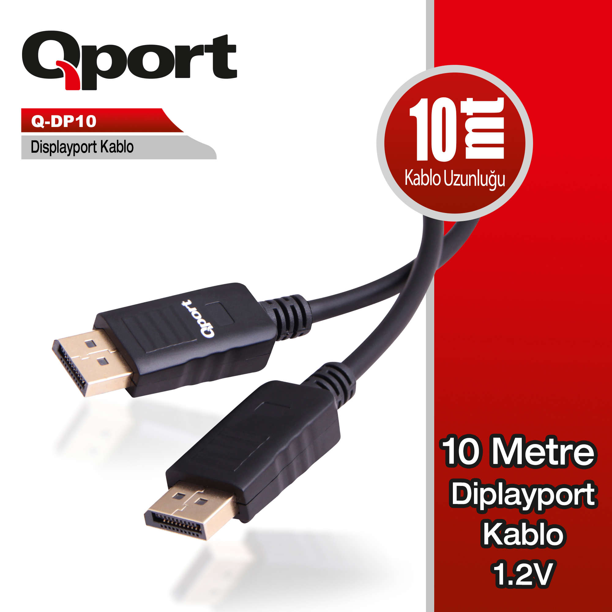 QPORT 10M DISPLAY KABLO 1.2V (YENİ VERSİYON EKRAN KARTLARI İLE UYUMLU) (Q-DP10)