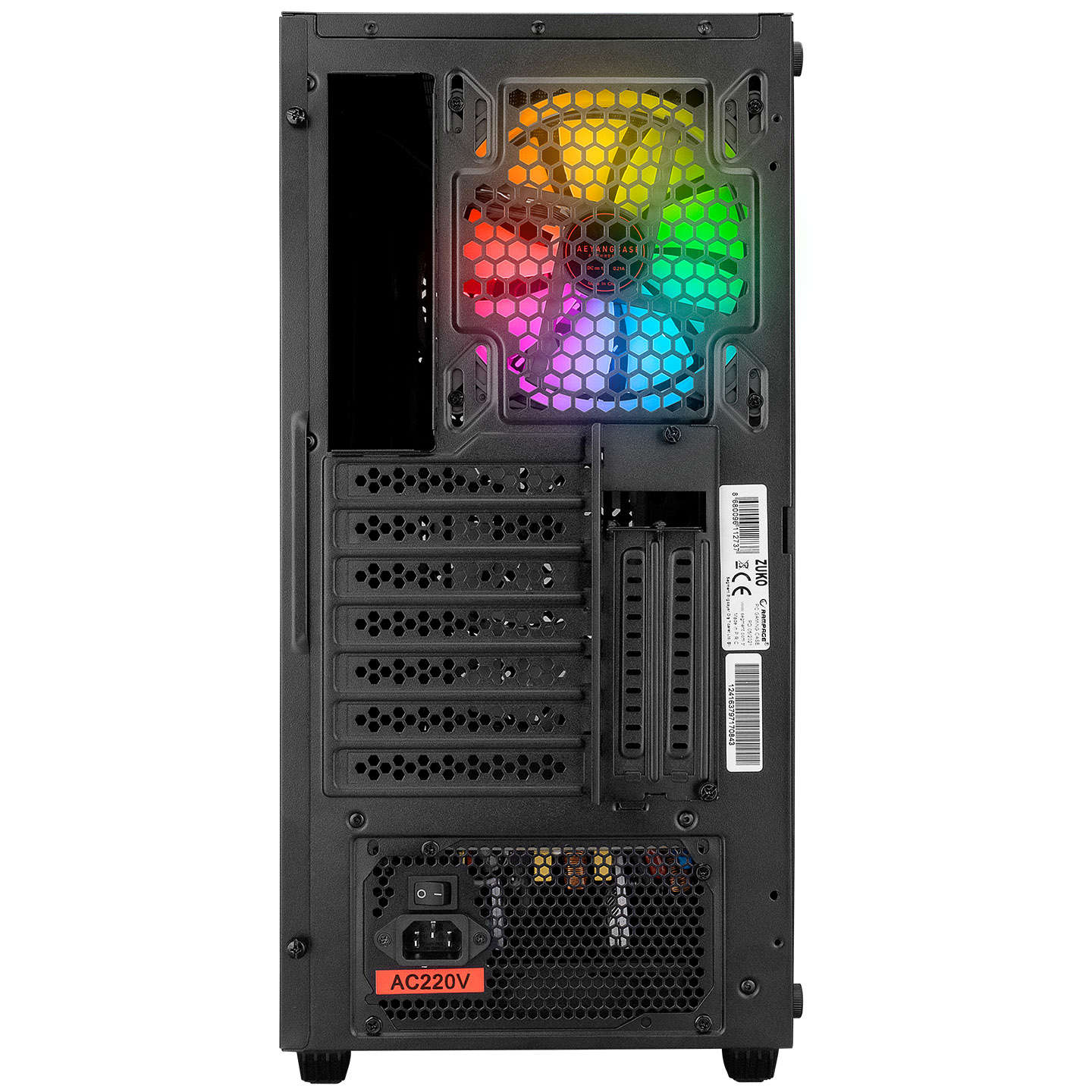 RAMPAGE ZUKO 600W 80+ BRONZE Siyah 4*14cm Rainbow Temperli Camlı ATX Mid-T Gamin
