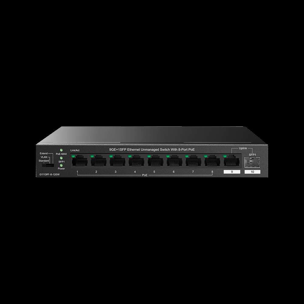 IP-COM G1110PF-8-120W 8GE PoE Port (120W), 1xSFP + 1x GE Uplink Switch