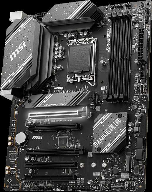 MSI B760M GAMING PLUS WIFI SOKET 1700 DDR5 6800(OC) PCI-E M.2 USB3.2 HDMIDP 1X 2