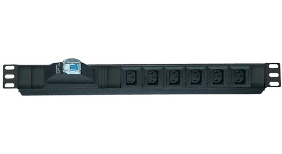 LANDE 1U 19" 6'lı (IEC 320 C13) Priz Tek Sigortalı - Kablolu (Aliminyum)