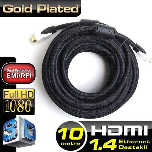 DARK 10m HDMI  4K / 3D, Ağ Destekli, Kılıflı, Dual Molding, Altın Uçlu Kab