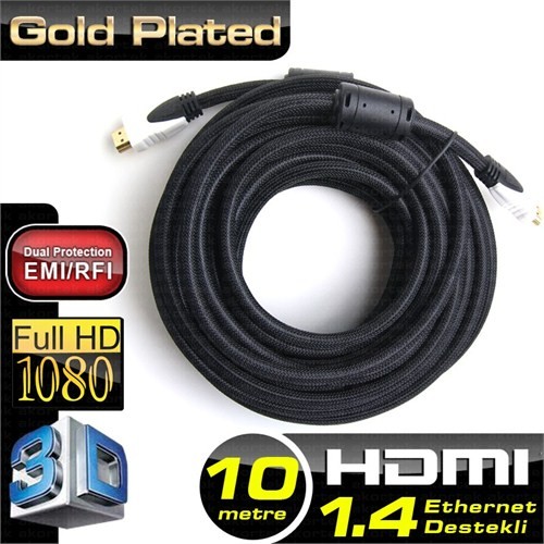 DARK 10m HDMI  4K / 3D, Ağ Destekli, Kılıflı, Dual Molding, Altın Uçlu Kab