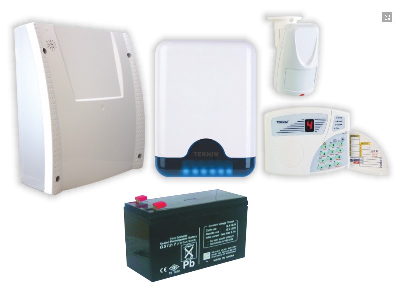 TEKNİM VAP-404PTA Gelişmiş Alarm Seti ( Plastik Kasa,Akü Dahil )