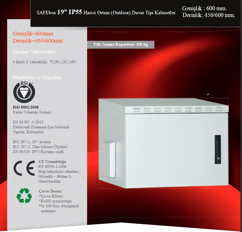 LANDE Proline 9U 600x450x467mm IP55 Harici Ortam ( Outdoor) Duvar Tipi