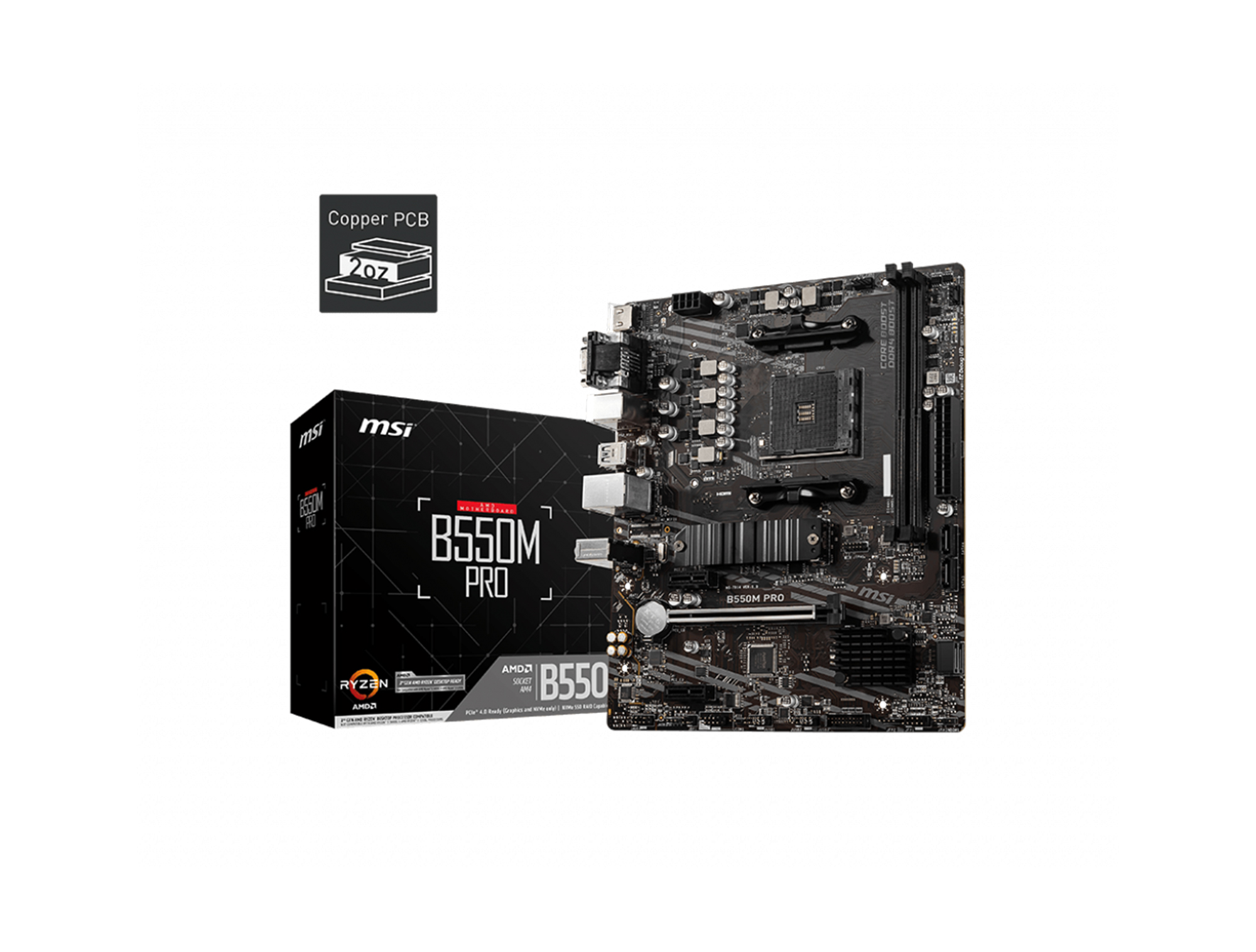 MSI B550M PRO AM4 DDR4 4600(OC) HDMI DVI VGA M.2 USB3.2 MATX
