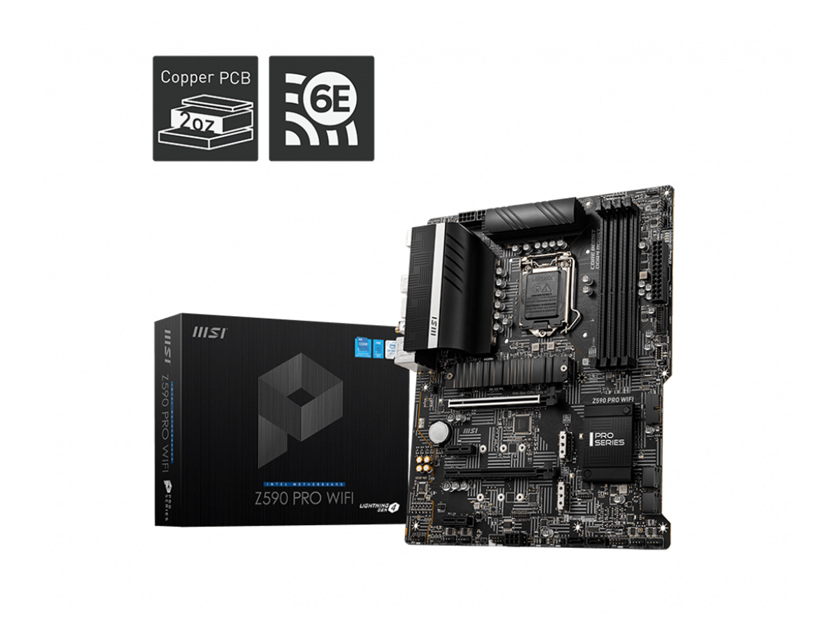 MSI Z590 PRO WIFI SOKET 1200 DDR4 5333 (OC) PCI-E Gen 4 ,M.2, USB3.2 1x 2.5G LAN