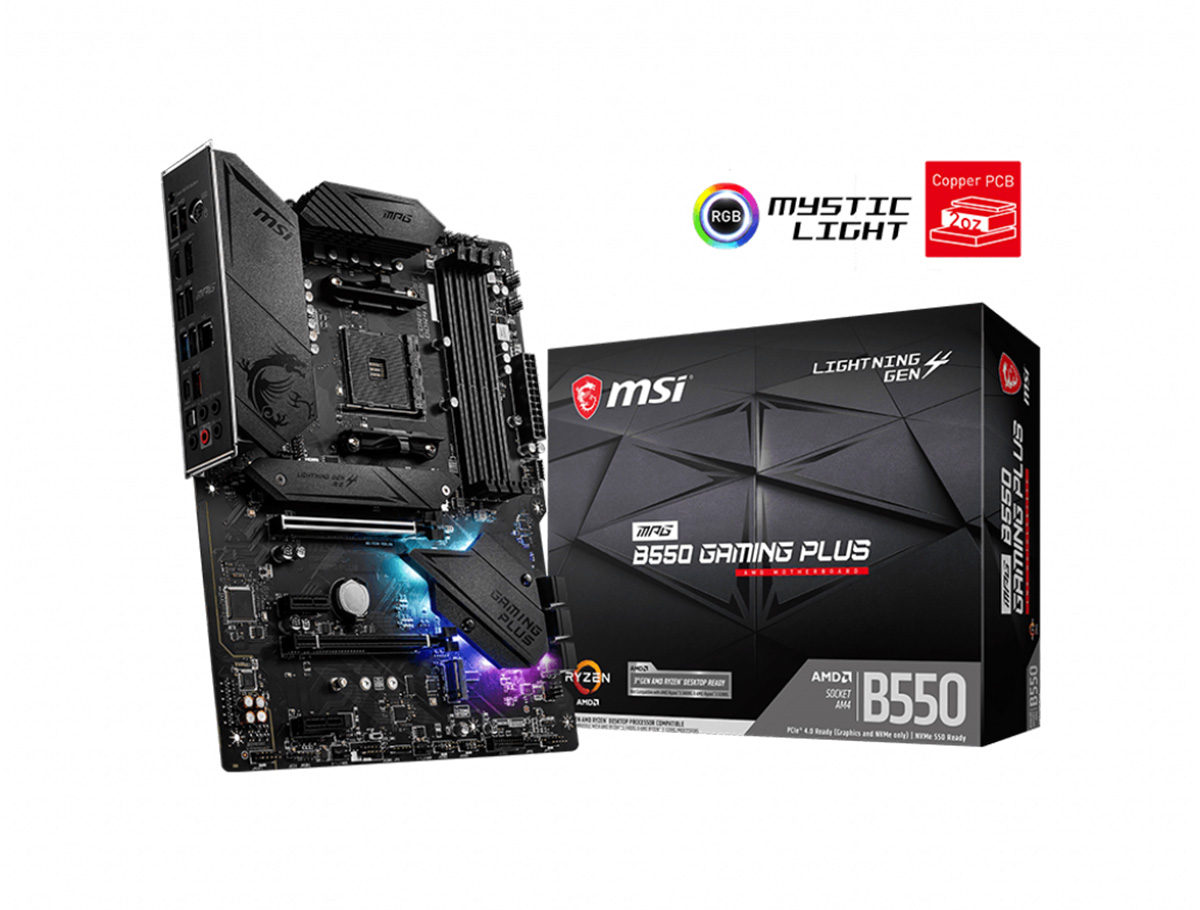 MSI MPG B550 GAMING PLUS AM4 DDR4 4400(OC) HDMI DP M.2 USB3.2 RGB ATX
