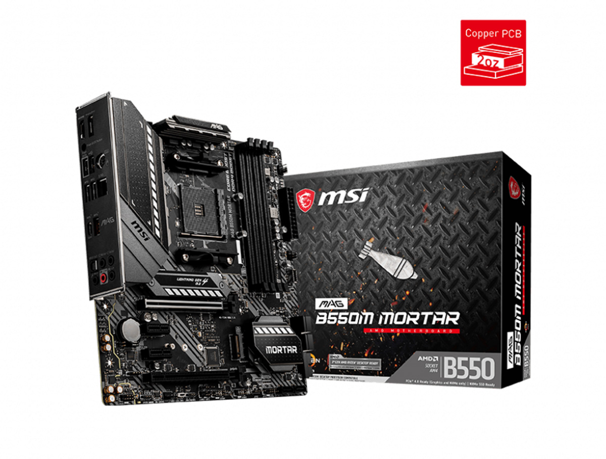 MSI MAG B550M MORTAR AM4 DDR4 4400(OC) HDMI DP M.2 USB3.2 MATX