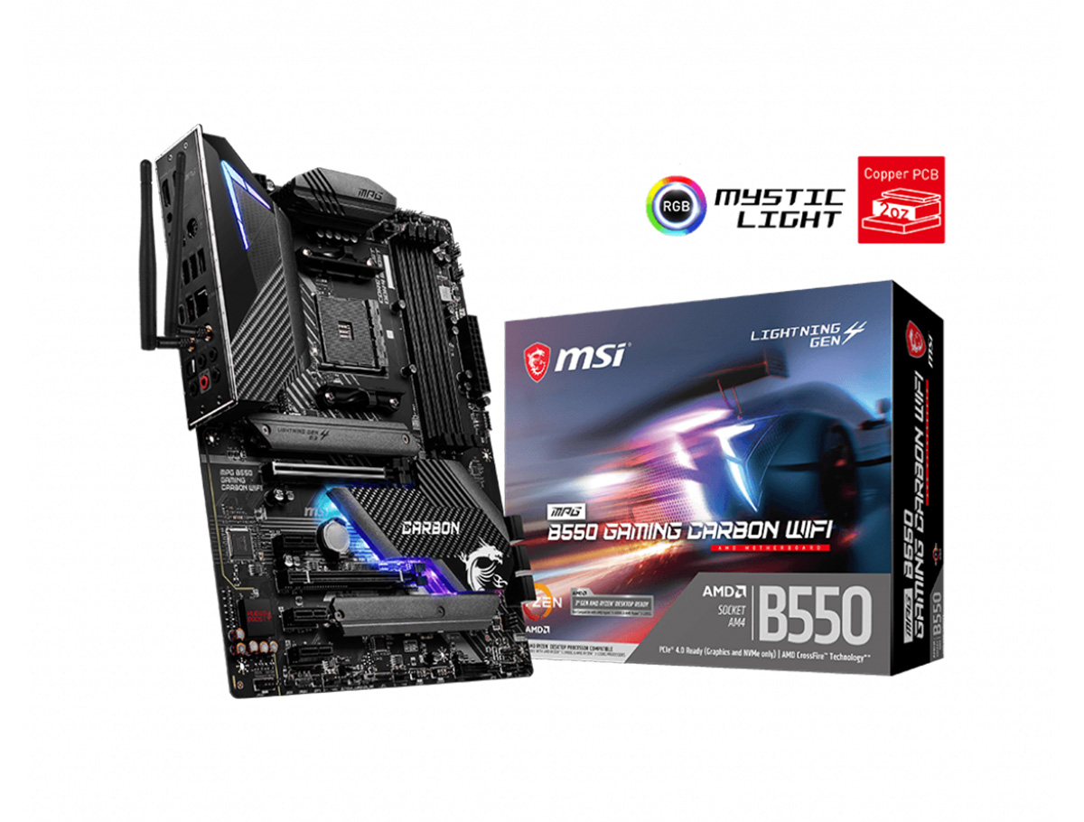 MSI MPG B550 GAMING CARBON WIFI AM4 DDR4 5100(OC) HDMI DP M.2 USB3.2 WIFI RGB AT