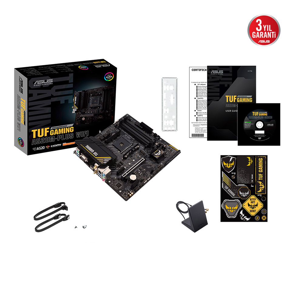 ASUS TUF Gaming A520M-Plus WIFI Soket AM4 AMD Ryzen DDR4 4800MHz(OC) M.2 Anakart