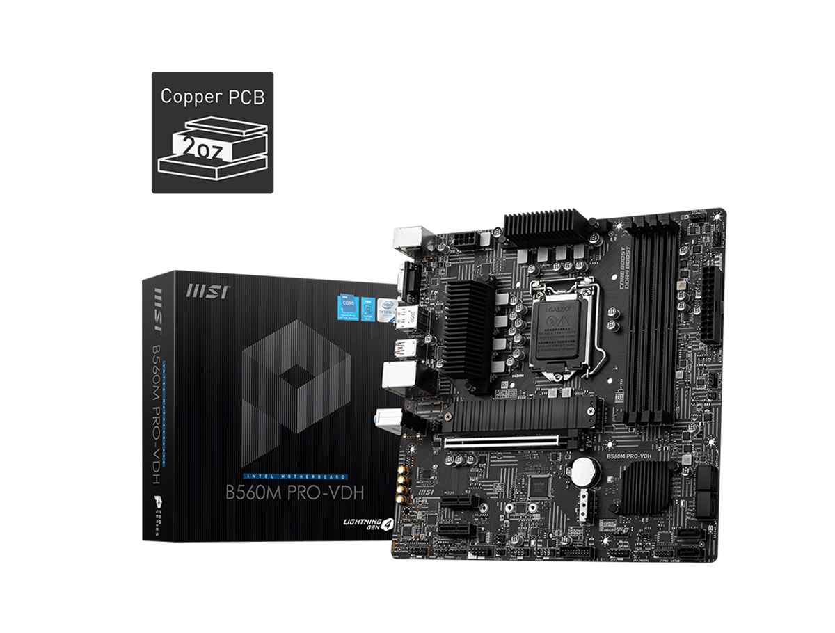 MSI B560M PRO-VDH SOKET 1200 DDR4 5066 (OC) PCI-E Gen 4 ,M.2 USB3.2  1x 2.5G LAN