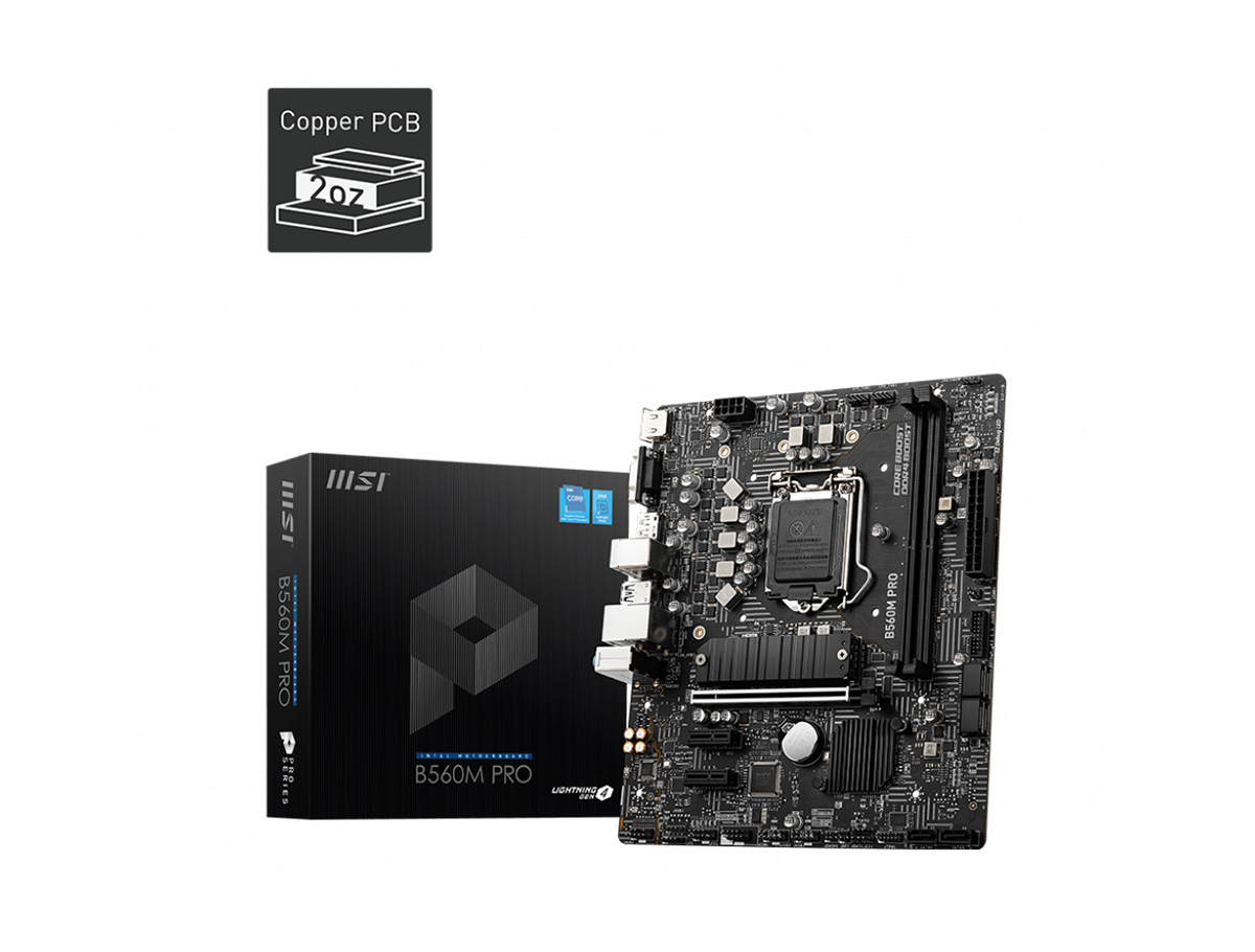 MSI B560M PRO SOKET 1200 DDR4 5200 (OC) PCI-E Gen 4 ,M.2 USB3.2  1x 2.5G LAN mAT
