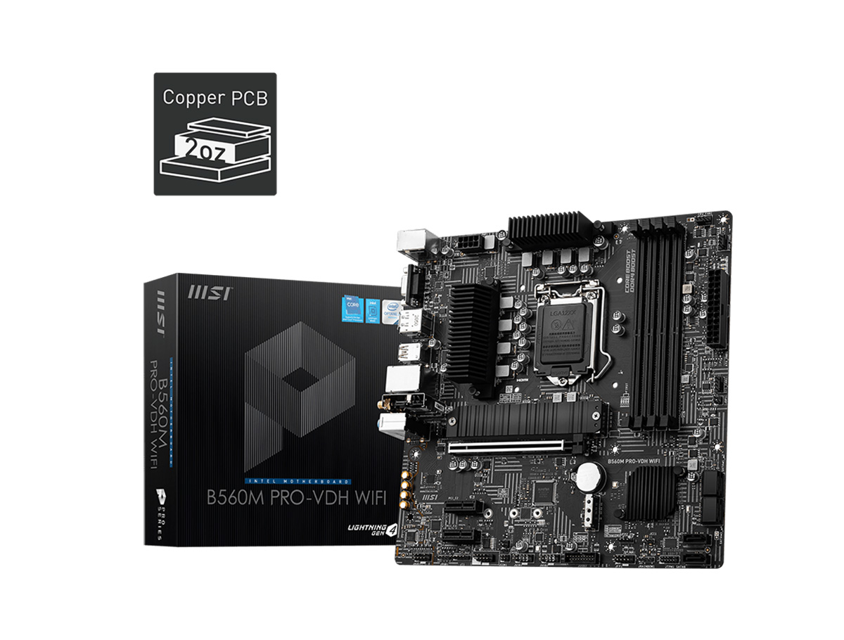 MSI B560M PRO WIFI SOKET 1200 DDR4 5200 (OC) PCI-E Gen 4 ,M.2 USB3.2  1x 2.5G LA