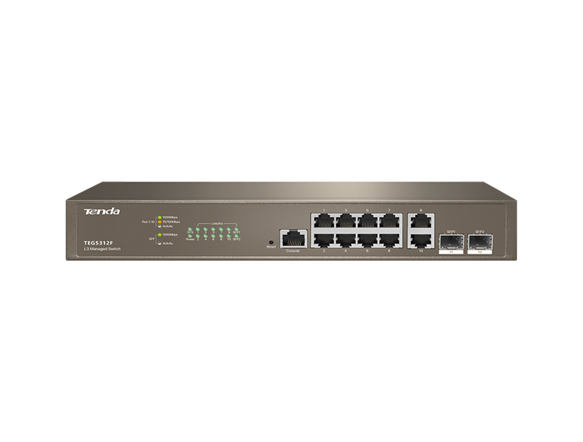 TENDA TEG5312F 8GE Port, 2GE Uplink, 2xSFP L3 Yönetilebilir Switch