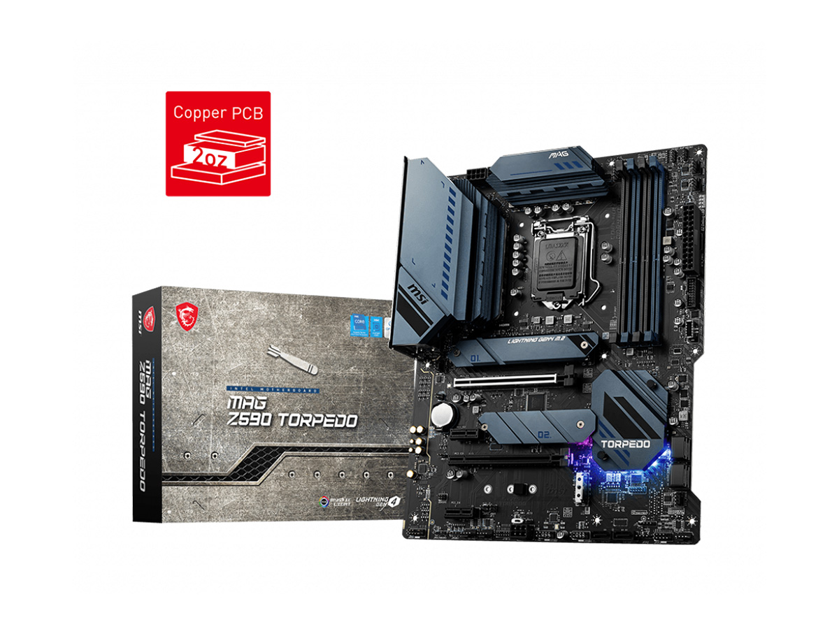 MSI MAG Z590 TORPEDO SOKET 1200 DDR4 5333 (OC) PCI-E Gen 4 ,M.2 USB3.2  1x 2.5G