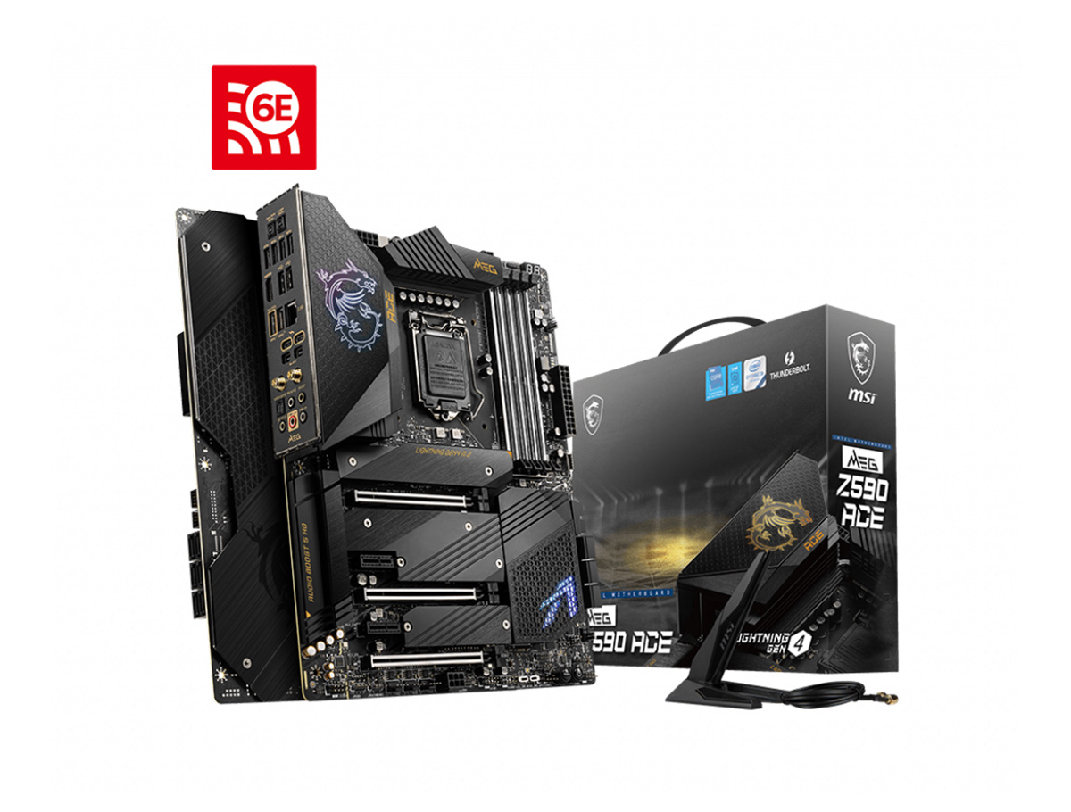 MSI MEG Z590 ACE SOKET 1200 DDR4 5600 (OC) PCI-E Gen 4 ,M.2, 1x 2.5G LAN Wi-Fi 6