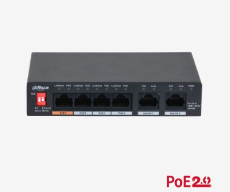 DAHUA PFS3006-4GT-60-V2 4GE PoE Port (60W), 2GE Uplink Switch