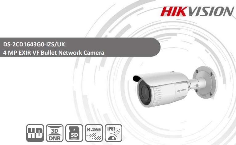 HIKVISION 1643G0-IZS/UK  4MP 2.7~13,5mm Motorize IR Bullet Kamera
