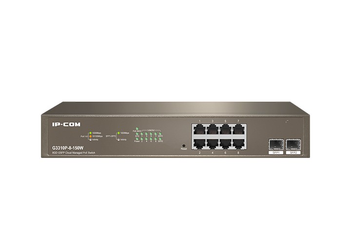 IP-COM G3310P-8-150W 8GE PoE Port (150W), 2xSFP Yönetilebilir Switch