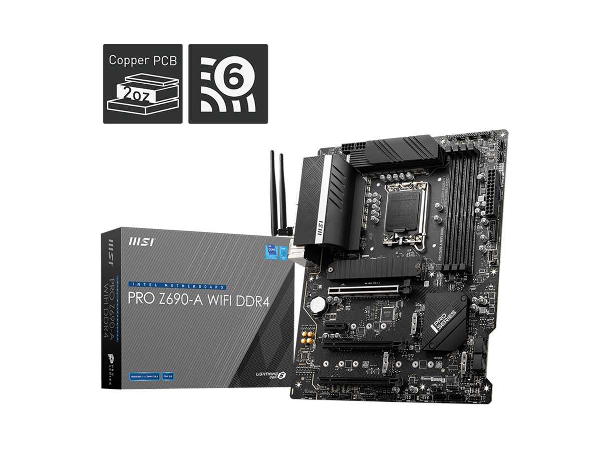 MSI PRO Z690-A WIFI DDR4 SOKET 1700 DDR4 5200 (OC) PCI-E Gen 5,M.2 2.5G LAN Wi-F