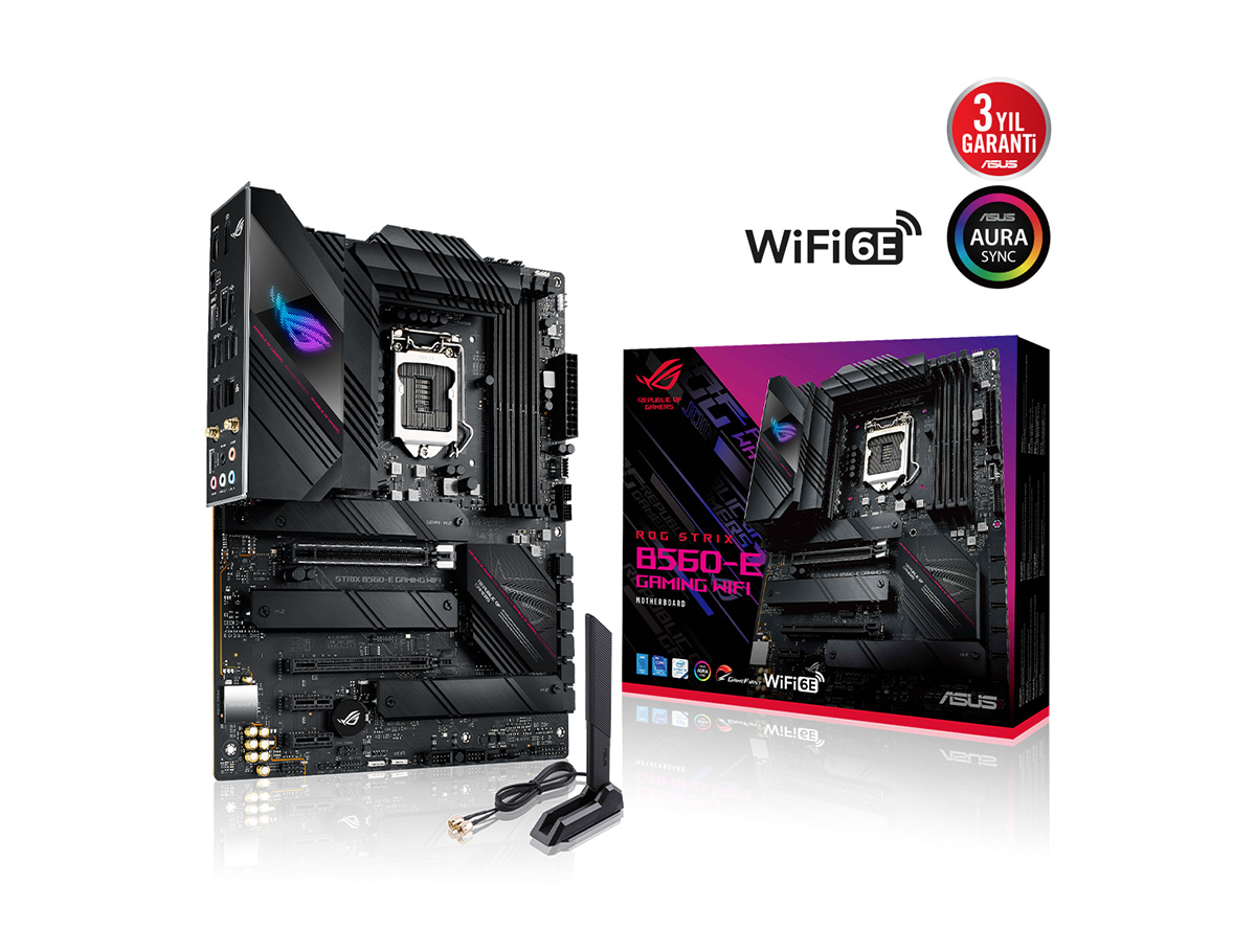ASUS ROG STRIX B560-E GAMING WIFI 5333MHz(OC) DDR4 Soket1200 RGB M.2 HDMI DP