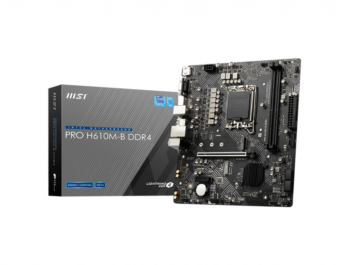 MSI PRO H610M-B DDR4 SOKET 1700 DDR4 3200(OC) PCI-E G4 ,M.2 USB3.2 , 1G LAN mATX