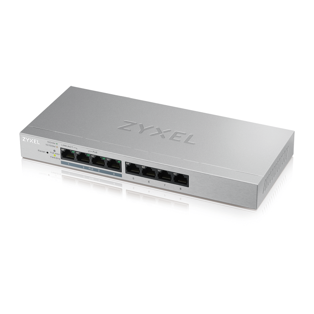 ZYXEL GS1200-8HPV2 4GE PoE Port (60W) + 4GE Port Yönetilebilir Switch