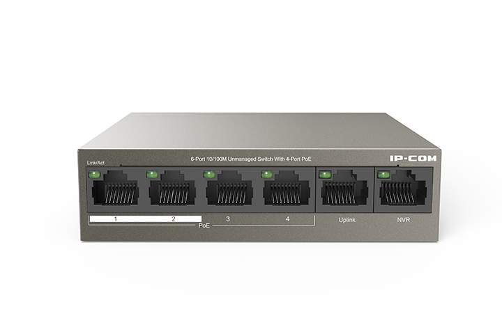 IP-COM F1106P-4-63W 4FE PoE Port (63W), 2FE Uplink Desktop Switch