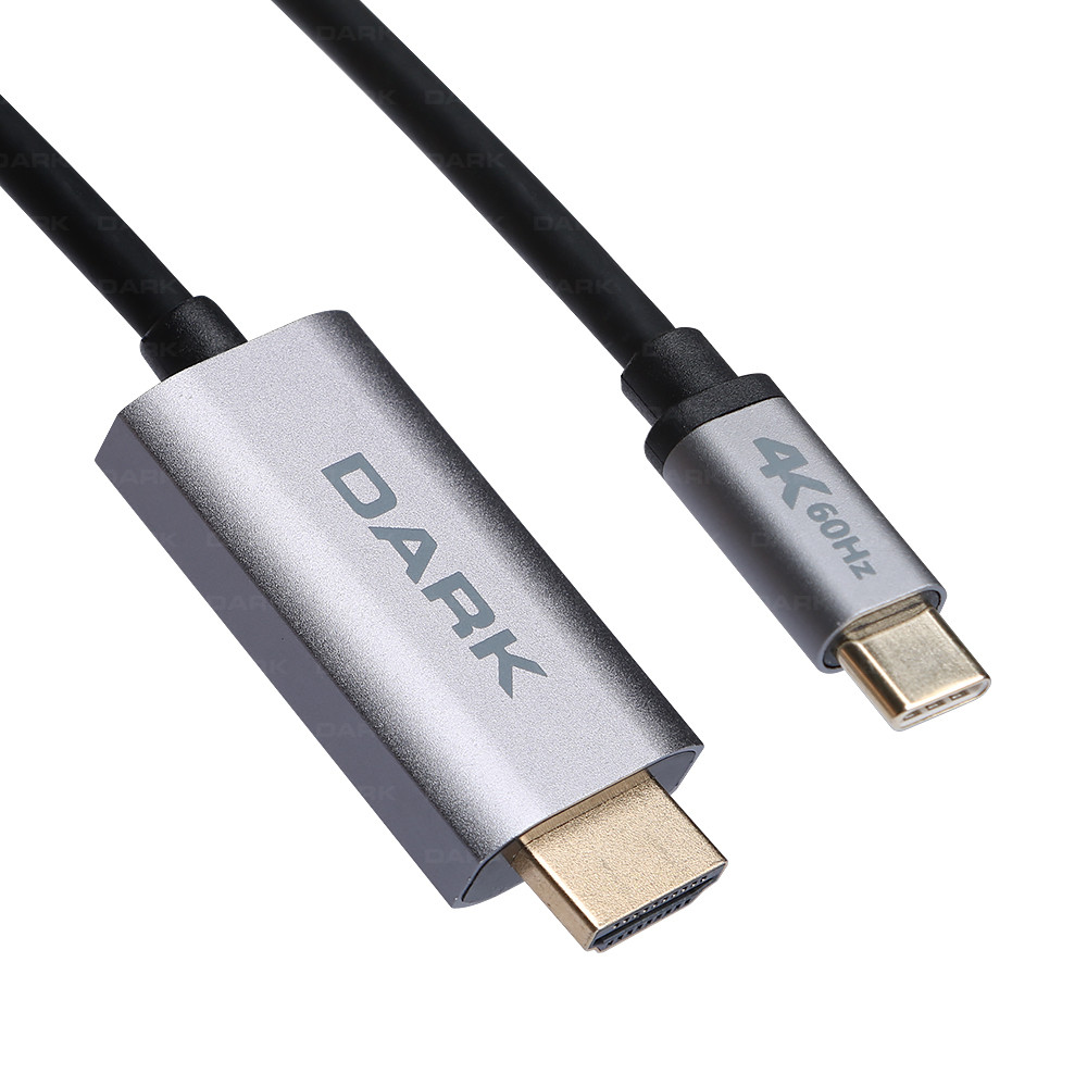 DARK 1.8 Metre USB3.1 Type-C - HDMI 2.0 4K@60Hz Altın Uç Alüminyum Başlık Kablo