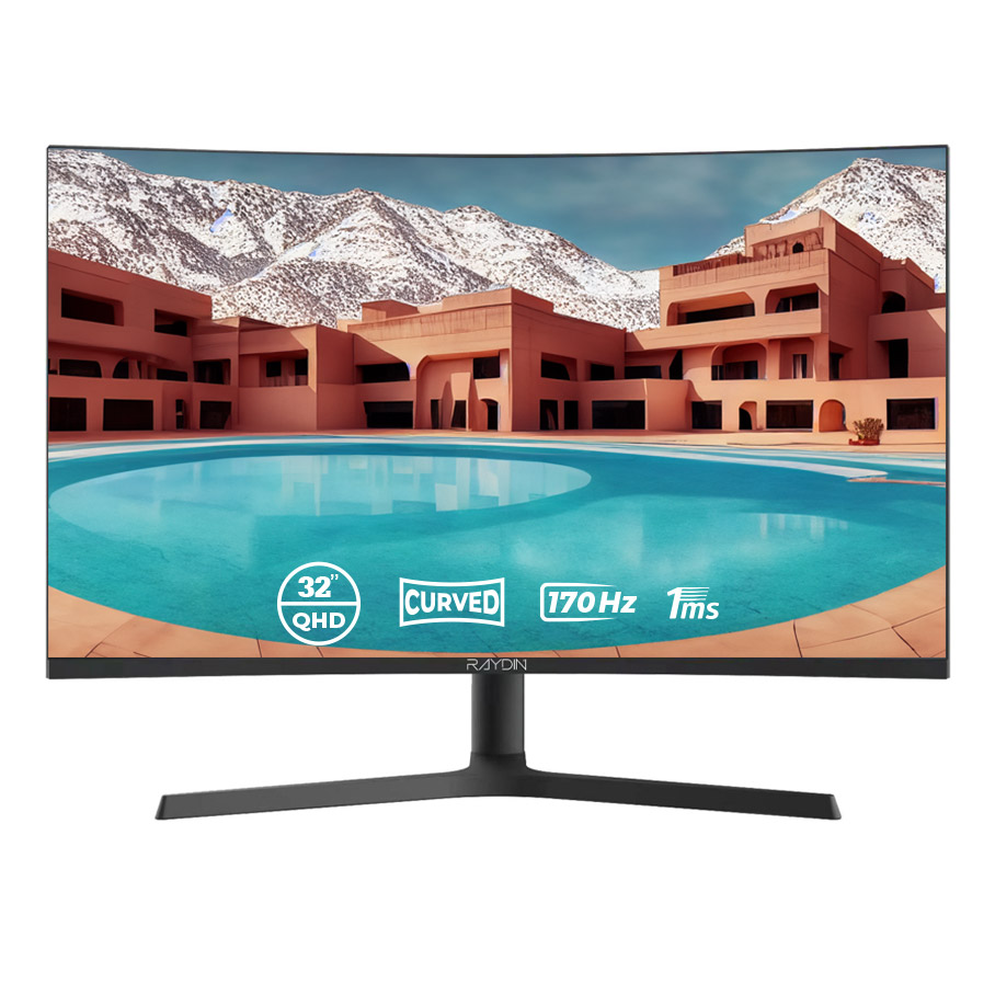 32" RAYDIN QHD 2K VA 1ms 170Hz 250nt HDMI DP MM VESA Pivot Kavisli FreeSync Oyu 32" RAYDIN QHD 2K VA 1ms 170Hz 250nt HDMI DP MM VESA Pivot Kavisli FreeSync Oyu