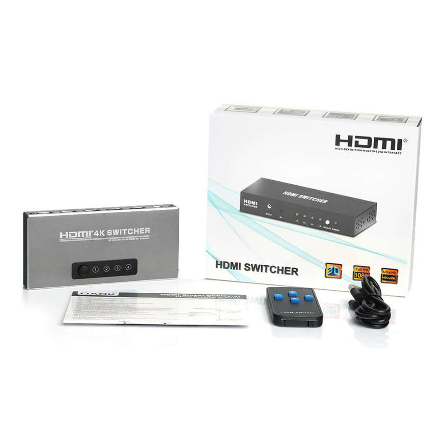DARK 4 Giriş 1 Çıkışlı Uzaktan Kumandalı 4K HDMI Switch (Seçici)