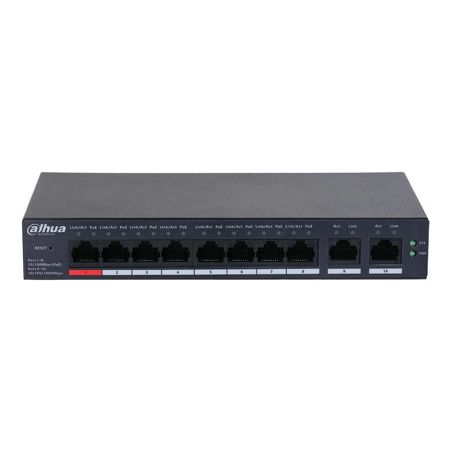 DAHUA CS4010-8ET-110 8FE PoE Port (110W), 2GE Uplink Cloud Managed Desktop Switc