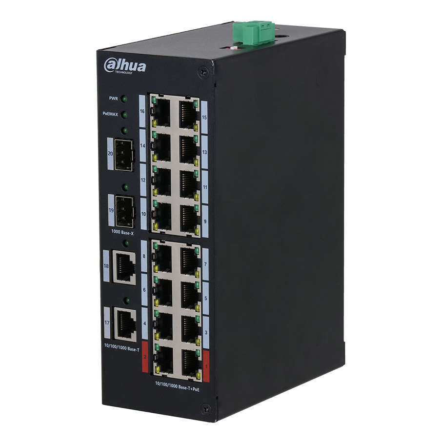 DAHUA HS3220-16GT-190 20-Port Unmanaged Hardened Switch with 16-Port PoE